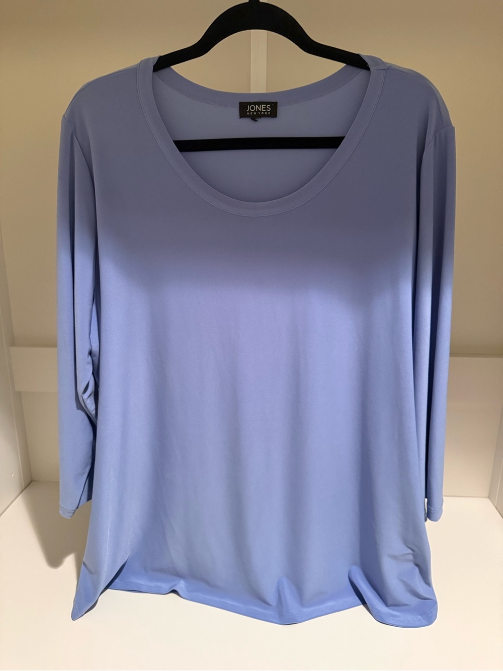 Jones New York Periwinkle Scoop Neck Long Sleeve Top